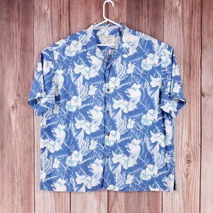 *FLAWS* Tommy Bahama Mens Size 3XL Original Fit Blue Floral Hawaiian Shirt